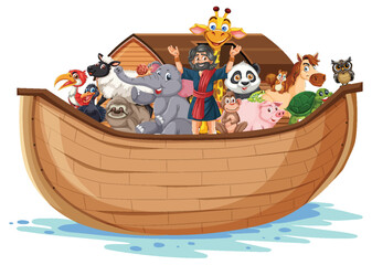 Fototapeta premium Various animals together on a large boat