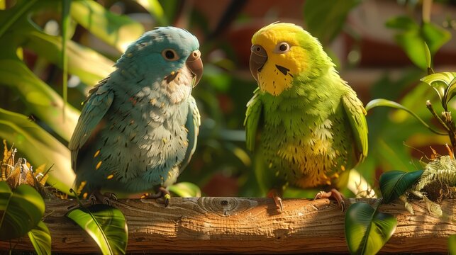 Two parakeets
