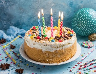Happy birthday cake with candles