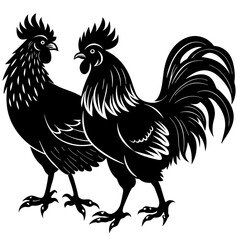 black color roosters silhouette of silhouette vector illustration