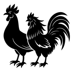 black color roosters silhouette of silhouette vector illustration