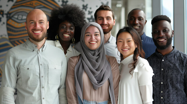 Diverse Group of Multiethnic Corporate Executives Smiling and Happy in Modern Office Workplace Promoting Inclusivity and Collaboration
