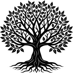  black color silhouette of tree tree of life silhouette vector illustration