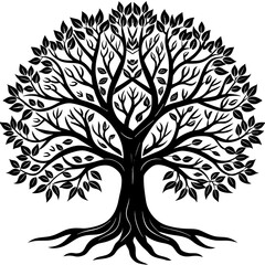  black color silhouette of tree tree of life silhouette vector illustration