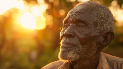 African old man waking up in the morning
