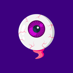 Halloween holiday eyeball emoji stares eerily, its purple pupil shifting with anticipation. Vibrant streaks and muscle evoke a spooky atmosphere, adding a playful yet chilling touch to celebrations