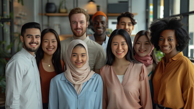 Diverse Group of Multiethnic Corporate Executives Smiling and Happy in Modern Office Workplace Promoting Inclusivity and Collaboration