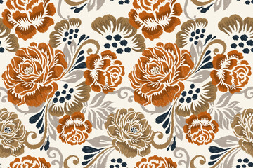 Seamless rose flowers pattern on white background vector illustration.