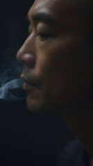 男, 男性, アジア人, 日本人, タバコ, 煙, タバコを吸う男性, 横顔, 不健康, 癌, リラックス, 休憩, Man, male, Asian, Japanese, cigarette, smoke, smoking man, profile, unhealthy, cancer, relax, rest