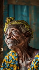 Obraz premium African old woman waking up in the morning