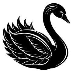 black silhouette swan vector illustration