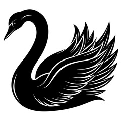 black silhouette swan vector illustration