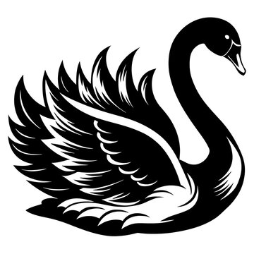 recommend clip art: black silhouette swan vector illustration