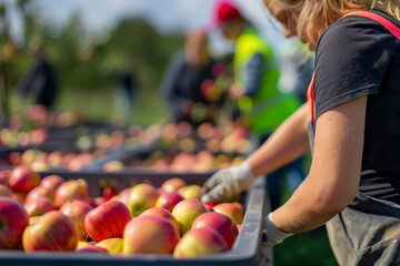 Harvesting in the fields of the Apple harvest. Healthy, tasty, juicy fruits