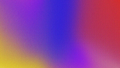 Grainy blue, red, purple, yellow gradient background with blazing blue light and noise texture effect banner in the background