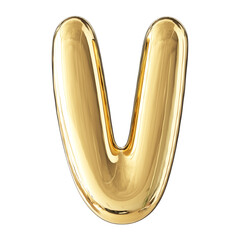 Gold Bubble Font Letter V uppercase