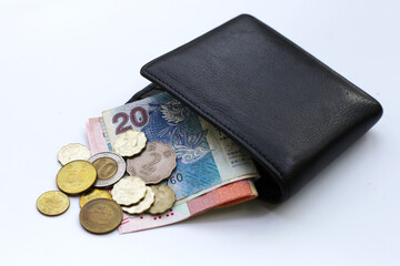 Hong Kong money, Banknotes with coins on white background.