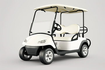 White golf cart isolated on plain background for easy editing