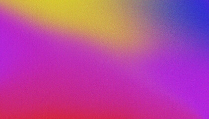 Grainy blue, red, purple, yellow gradient background with blazing blue light and noise texture effect banner in the background