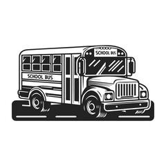 Silhouette school bus vector line icon. School bus illustration on white background.