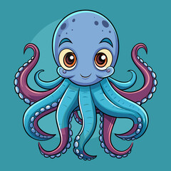 detailed and sharp cute octopus perfect for bra vector illustration