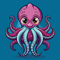 detailed and sharp cute octopus perfect for bra vector illustration