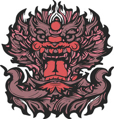 Fototapeta premium head dragon tattoo. tattoo vector design