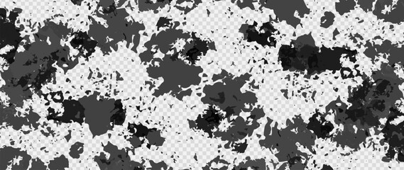 Texture of chaotic splashes of paint or blots isolated on a transparent background.