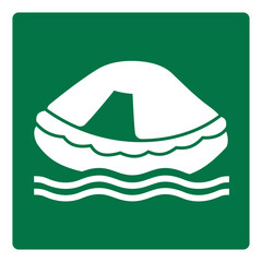 iso emergency and first aid safety signs liferaft  symbol and pictogram only size 1 x 1 square shape