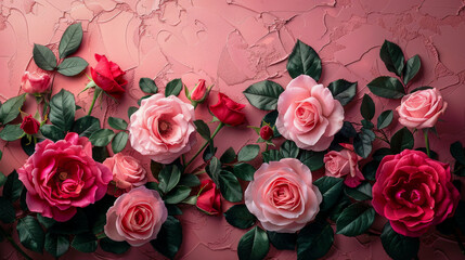 Background with rose flowers, Valentine's Day or Mother's Day concept