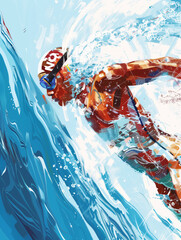 Underwater Swimmer in Dynamic Motion