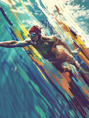Underwater Swimmer in Dynamic Motion