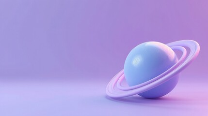 Obraz premium Minimalist 3D Neptune with Rings