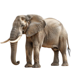 Obraz premium A large elephant stands alone on a white background