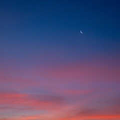 Lights of sunset with the moon