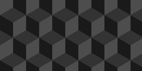 Seamless abstract Black and gray background from cubes and lines. Geometric tiles and mosaic creative stylish seamless pattern block cube background. minimal hexagon Cubes mosaic shape vector design.