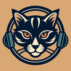  logo the face of a cat formed by a bicycle and-the silhouette illustration