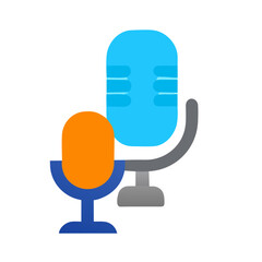podcast talk conversation as a simple single colored silhouette icon logo, vector illustration