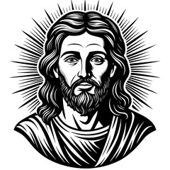  modern depiction of jesus circa 30 a d with kid silhouette illustration