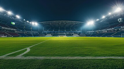 Football field for competition Green Lawn Football Sports background