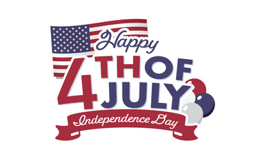 ロゴとバルーンで彩る4th of july、アメリカ独立記念日のポップな国旗・星条旗ロゴデザイン