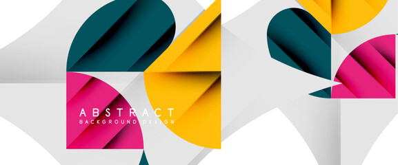 Minimal geometric elements on white. Petals, round triangles, star