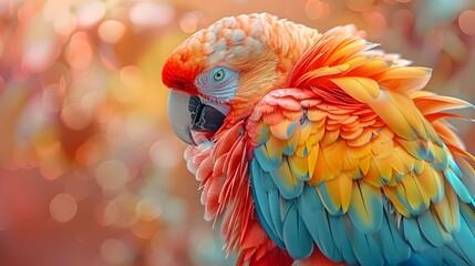 Obraz premium Vibrant Parrot Showcasing Intricate Plumage from Unique Rear Perspective