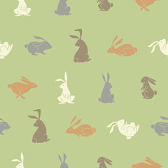 Collection of Rabbit Seamless Pattern Vector illustration Design