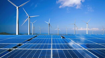 Solar panels with wind turbines