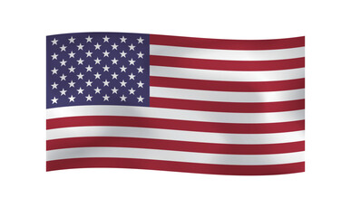シンプルで艶・光沢感のある、風でゆれるアメリカ国旗・星条旗・フラッグのベクターイメージ