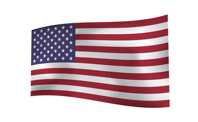 シンプルで艶・光沢感のある、風でゆれるアメリカ国旗・星条旗・フラッグのベクターイメージ