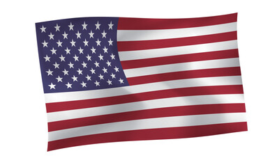 シンプルで艶・光沢感のある、風でゆれるアメリカ国旗・星条旗・フラッグのベクターイメージ