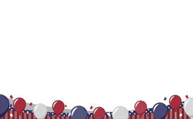 アメリカのフレーム背景に風船とバルーンが舞う4th of July、アメリカ合衆国のアメリカ独立記念日素材