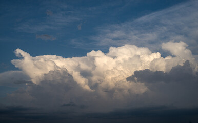 Evening with cloudy sky in rural area. Location place of Ukraine, Europe.